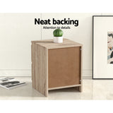 Artiss 2x Bedside Table 2 Drawers - PEPE Oak - Rear View
