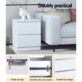 Artiss Bedside Table 2 Drawers - PEPE White - Rear View
