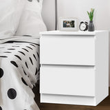 Artiss Bedside Table 2 Drawers - PEPE White - Close-Up Angle