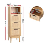 Artiss 3 Chest of Drawers with Shelf - BRIONY Oak - Front View