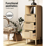 Artiss 3 Chest of Drawers with Shelf - BRIONY Oak - Rear View
