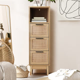 Artiss 3 Chest of Drawers with Shelf - BRIONY Oak - Low Angle