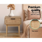 Artiss Bedside Tables Side Table Rattan Drawers Nightstand, image 5
