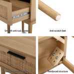 Artiss Bedside Tables Side Table Rattan Drawers Nightstand, image 6