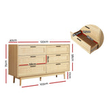 Artiss 6 Chest of Drawers - BRIONY Oak - Top-Down View