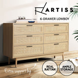 Artiss 6 Chest of Drawers - BRIONY Oak - 45-Degree Angle