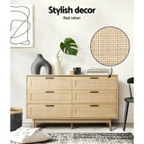 Artiss 6 Chest of Drawers - BRIONY Oak - Rear View