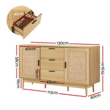 Artiss Rattan Buffet Sideboard - BRIONY Oak - Top-Down View