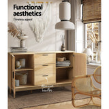 Artiss Rattan Buffet Sideboard - BRIONY Oak - Close-Up Angle