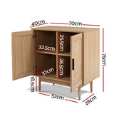 Artiss Rattan Buffet Sideboard 2 Doors - BRIONY Oak - Top-Down View