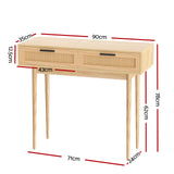 Artiss Console Table 2 Rattan Drawers - Top-Down View