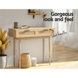 Artiss Console Table 2 Rattan Drawers - Rear View