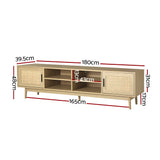 Artiss TV Cabinet Entertainment Unit 180cm Rattan Cole - Top-Down View