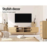 Artiss TV Cabinet Entertainment Unit 180cm Rattan Cole - Rear View