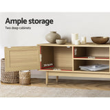 Artiss TV Cabinet Entertainment Unit 180cm Rattan Cole - Close-Up Angle