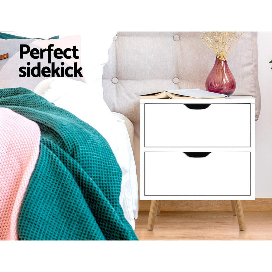 Artiss Bedside Table 2 Drawers - BODEN White, image 4