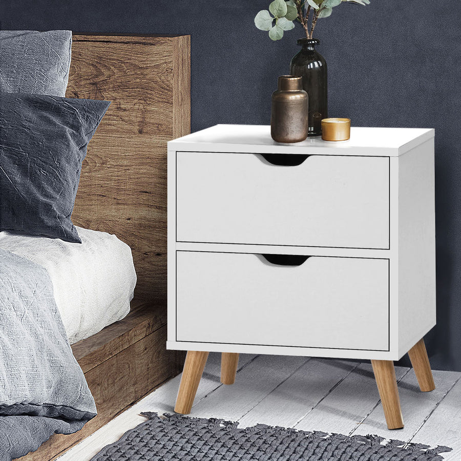 Artiss Bedside Table 2 Drawers - BODEN White, image 7