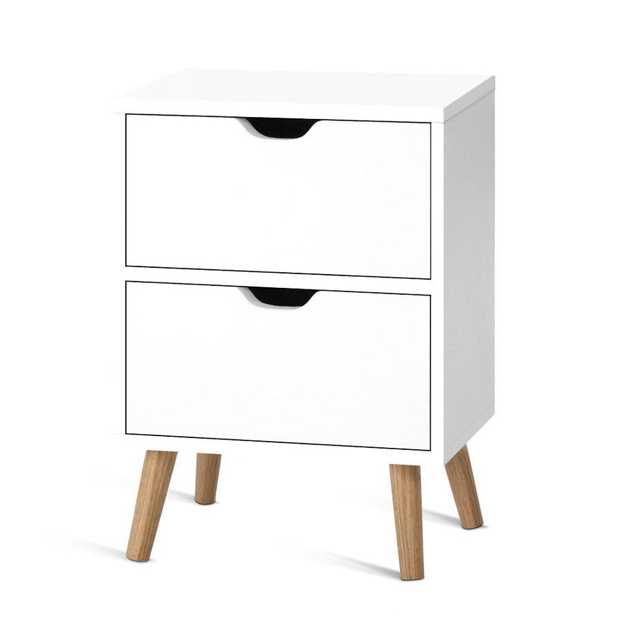 Artiss Bedside Table 2 Drawers - BODEN White, image 2