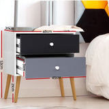 Artiss Bedside Table 2 Drawers - BONDS White - Front View