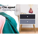 Artiss Bedside Table 2 Drawers - BONDS White - Side View