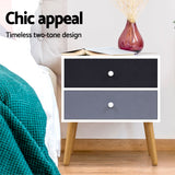 Artiss Bedside Table 2 Drawers - BONDS White - Top-Down View