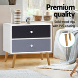 Artiss Bedside Table 2 Drawers - BONDS White - 45-Degree Angle