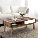 Artiss Coffee Table 2 Drawers Walnut Serena - Low Angle