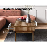 Artiss Coffee Table 2 Drawers Walnut Serena - Top-Down View