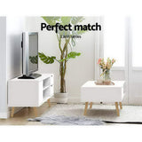 Artiss Coffee Table Storage Drawer White Larin - 45-Degree Angle