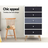 Artiss 5 Chest of Drawers - BONDS White - Rear View