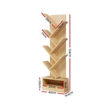 Artiss Tree Bookshelf 7 Tiers - ECHO Oak - Top-Down View