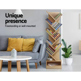 Artiss Tree Bookshelf 9 Tiers - ECHO Oak - Top-Down View