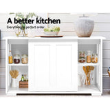 Artiss Buffet Sideboard Sliding Doors - SERA White - Rear View