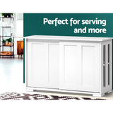 Artiss Buffet Sideboard Sliding Doors - SERA White - Close-Up Angle