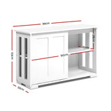 Artiss Buffet Sideboard Sliding Doors - SERA White - Side View