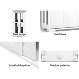 Artiss Buffet Sideboard Sliding Doors - SERA White - Close-Up Angle