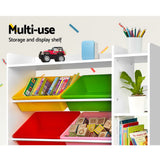 Keezi Kids Toy Box 8 Bins Bookshelf Storage Rack Organiser Toy Display - Close-Up Angle