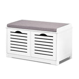 Artiss Shoe Rack Cabinet Bench White Caye - Side View