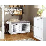 Artiss Shoe Rack Cabinet Bench White Caye - Top-Down View