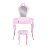 Keezi Kids Dressing Table Stool Set Vanity Mirror Princess Children Makeup Pink - Side View