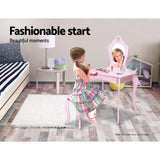 Keezi Kids Dressing Table Stool Set Vanity Mirror Princess Children Makeup Pink - Top-Down View