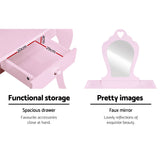 Keezi Kids Dressing Table Stool Set Vanity Mirror Princess Children Makeup Pink - 45-Degree Angle