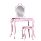 Keezi Kids Dressing Table Stool Set Vanity Mirror Princess Children Makeup Pink - Side View