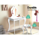Keezi Kids Dressing Table Stool Set Vanity Mirror Princess Children Makeup White - Rear View