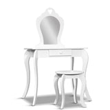 Keezi Kids Dressing Table Stool Set Vanity Mirror Princess Children Makeup White - Side View