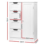Artiss Bathroom Cabinet Storage Drawers White, Storage