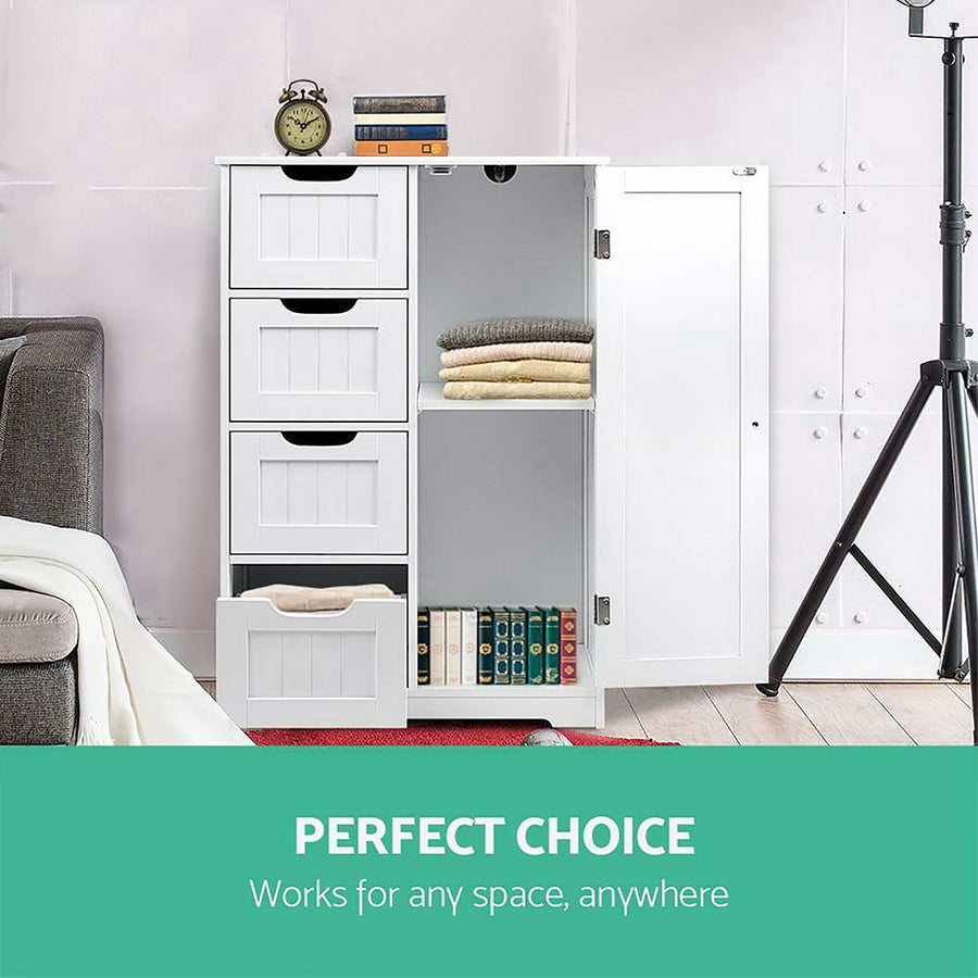 Artiss Bathroom Cabinet Storage Drawers White, image 3