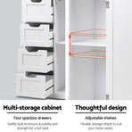 Artiss Bathroom Cabinet Storage Drawers White, image 4