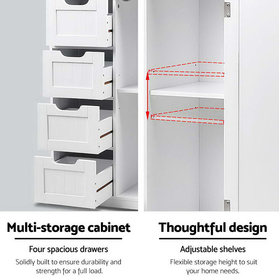 Artiss Bathroom Cabinet Storage Drawers White, image 4