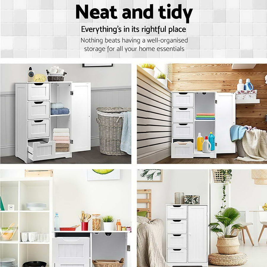 Artiss Bathroom Cabinet Storage Drawers White, image 6